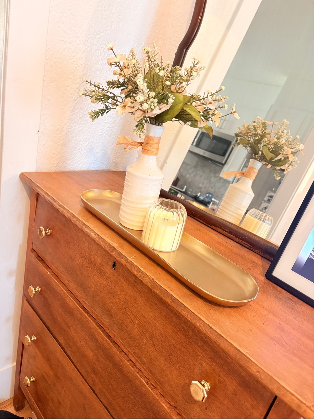 Gold Oval Decorative Vanity Tray Modern Minimalist 21”